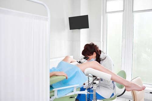 Patient Receiving a Colposcopy